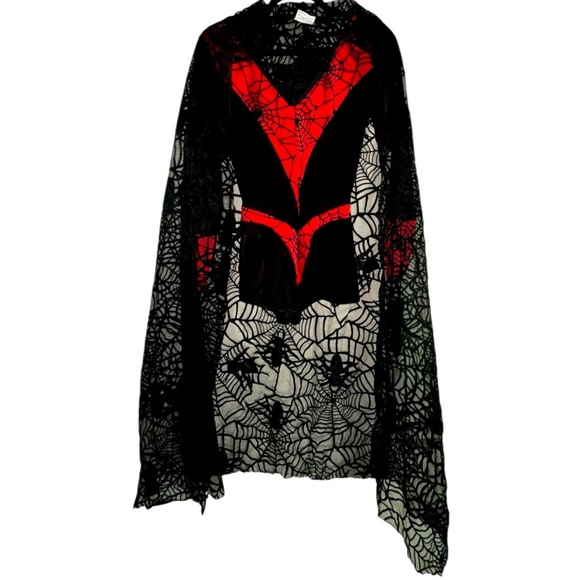 Fredrick's of Hollywood V-Neck Spiderwoman Long Sleeve Bodysuit Black/Red Medium - Picture 16 of 17